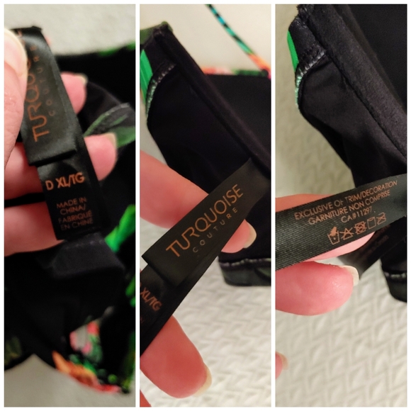 Turquoise Couture Bikini Top, D/XL - Picture 3 of 3